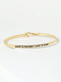 “Love is Patient, Love is Kind” Bangle Bracelet (Gold)
