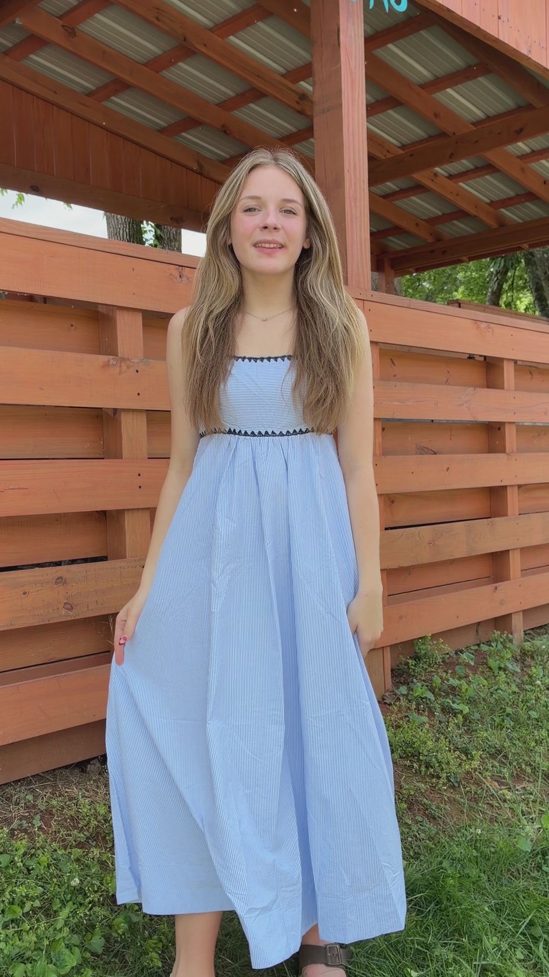 Blue Blooms Midi Dress